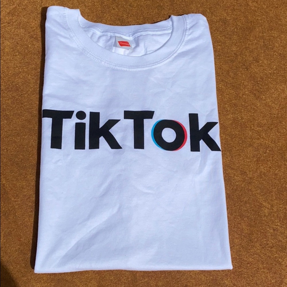 New Tik Tok white shirt Hanes funny cool logo L